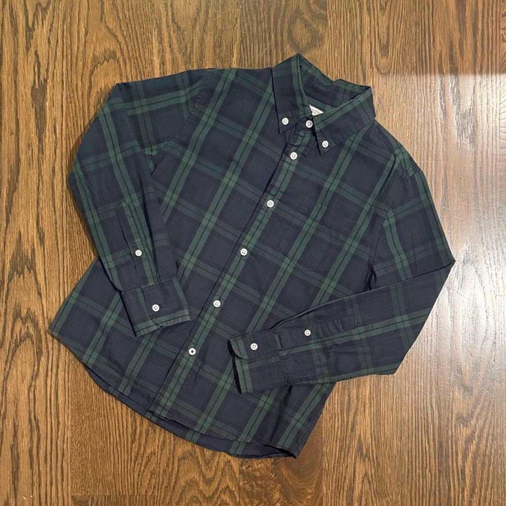Boys Green and Blue Tartan Plaid Shirt